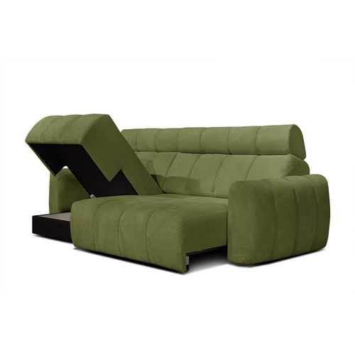 Kimi Canapé D'angle 3 Places, Côté Gauche, Assise Coulissante, Têtières Réglables; Vert Olive