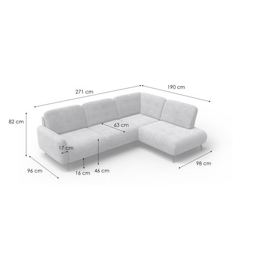 Canapé D'angle 5 Places Droit Febe, Gris Clair