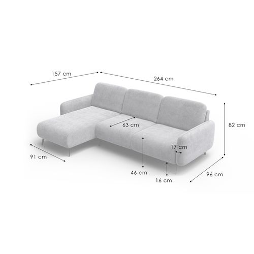 Canapé D’angle 4 Places Gauche Febe, Gris