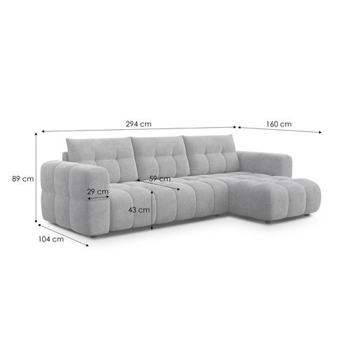 Canapé D’angle 4 Places Gauche, Bleu Marine - Cloudi