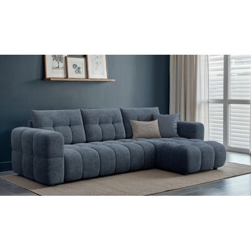 Canapé D’angle 4 Places Gauche, Bleu Marine - Cloudi
