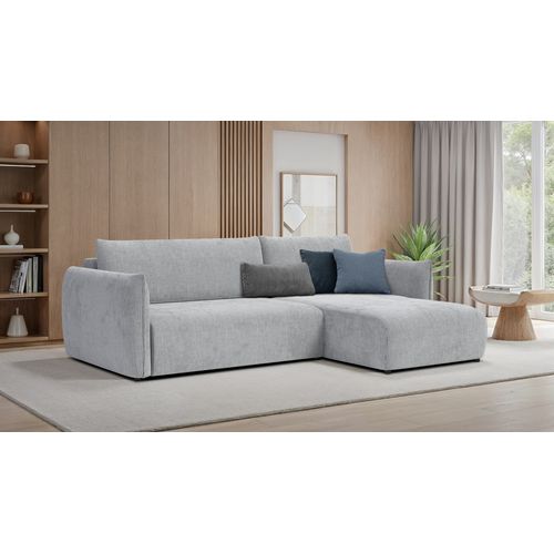 Canapé D'angle Gauche 3 Places Tissu Gris Clair - Tauer