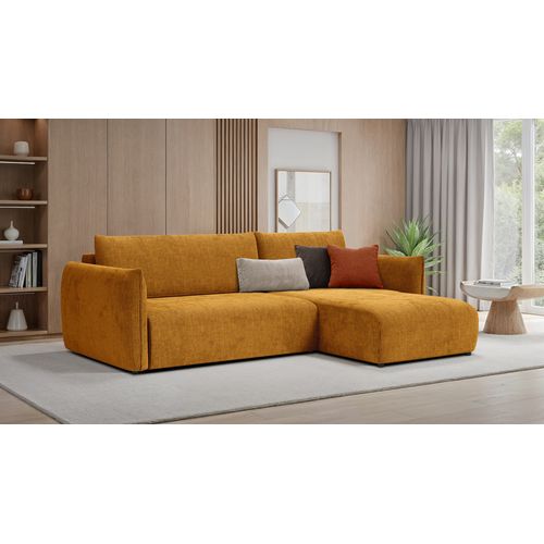 Canapé D'angle Gauche 3 Places Tissu Jaune Foncé - Tauer