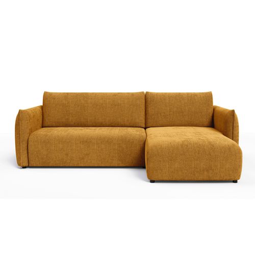 Canapé D'angle Gauche 3 Places Tissu Jaune Foncé - Tauer