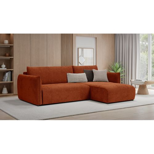 Canapé D'angle Gauche 3 Places Tissu Orange - Tauer