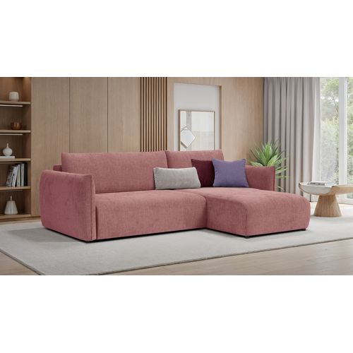 Canapé D'angle Gauche 3 Places Tissu Rose - Tauer