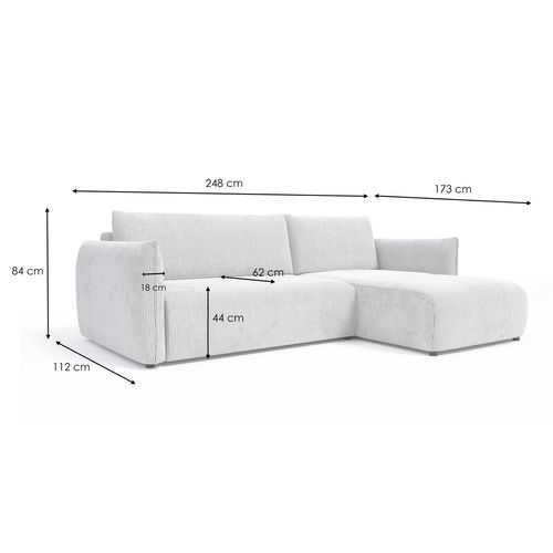 Canapé D'angle Gauche 3 Places Tissu Gris Foncé - Tauer