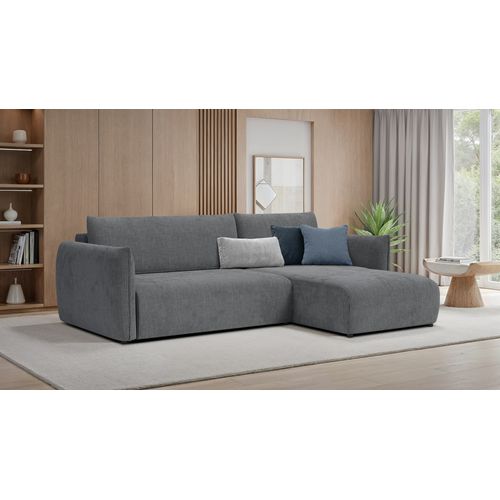 Canapé D'angle Gauche 3 Places Tissu Gris Foncé - Tauer