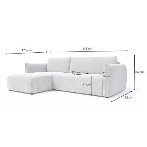 Canapé D'angle Droit 3 Places Tissu Gris Foncé - Tauer