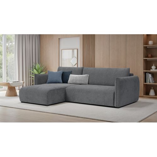 Canapé D'angle Droit 3 Places Tissu Gris Foncé - Tauer