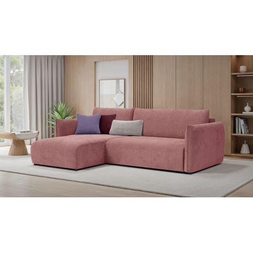 Canapé D'angle Droit 3 Places Tissu Rose - Tauer