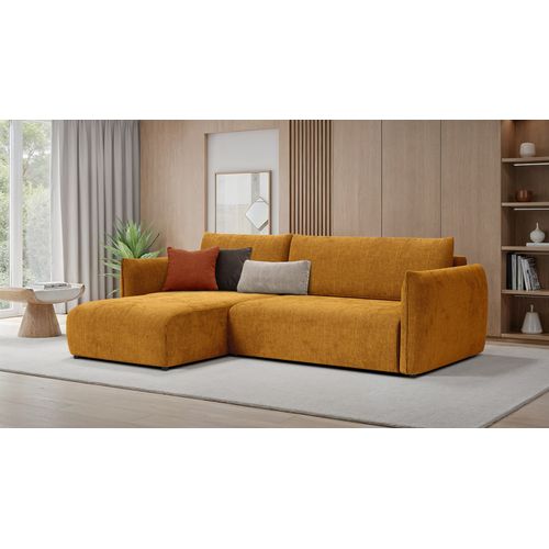 Canapé D'angle Droit 3 Places Tissu Jaune Foncé - Tauer