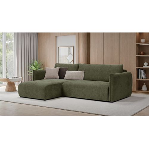 Canapé D'angle Droit 3 Places Tissu Olive - Tauer