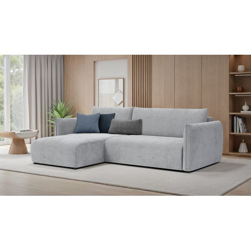 Canapé D'angle Droit 3 Places Tissu Gris Clair - Tauer