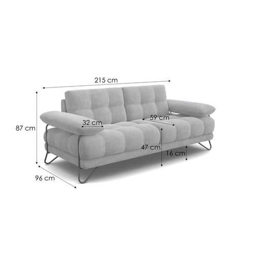 Canapé Bubbara 2,5 Places, Gris Foncé