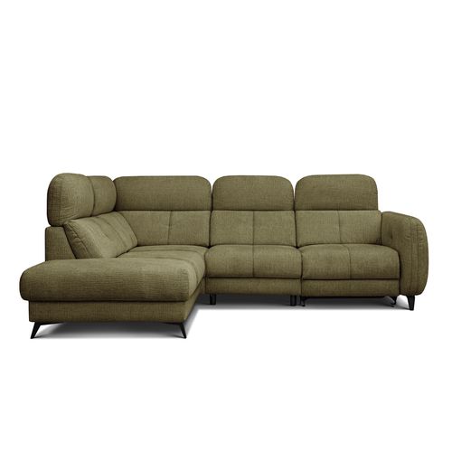Sven Canapé D’angle 4 Places, 1 Relax, Appuie-tête Réglables, Olive