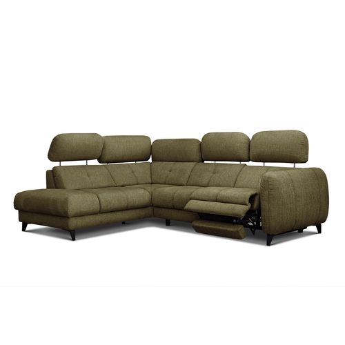 Sven Canapé D’angle 4 Places, 1 Relax, Appuie-tête Réglables, Olive