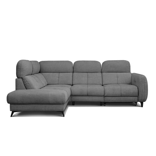 Sven Canapé D’angle 4 Places, 1 Relax, Appuie-tête Réglables, Gris Foncé