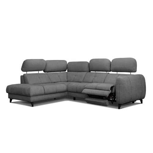 Sven Canapé D’angle 4 Places, 1 Relax, Appuie-tête Réglables, Gris Foncé