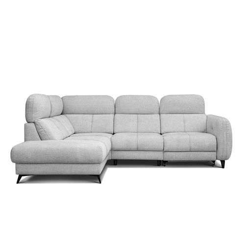 Sven Canapé D’angle 4 Places, 1 Relax, Appuie-tête Réglables, Gris Clair