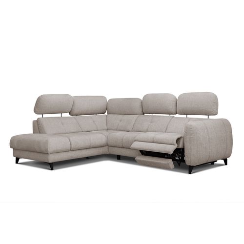 Sven Canapé D’angle 4 Places, 1 Relax, Appuie-tête Réglables, Beige