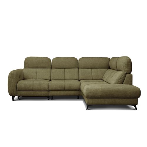 Sven Canapé D’angle 4 Places, 1 Relax, Appuie-tête Réglables, Olive