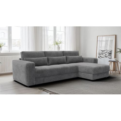 Canapé D’angle 4 Places Droit Oli, Gris Foncé