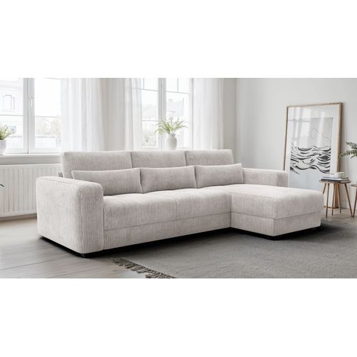 Canapé D’angle 4 Places Droit Oli, Blanc Perle