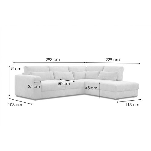 Canapé D’angle 5 Places Droit Oli, Vieux Rose