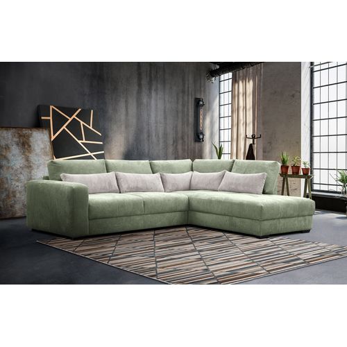 Canapé D’angle 5 Places Droit Oli, Vert Sauge
