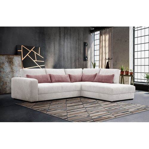 Canapé D’angle 5 Places Droit Oli, Blanc Perle