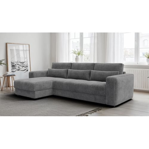 Canapé D’angle 4 Places Gauche Oli, Gris Foncé