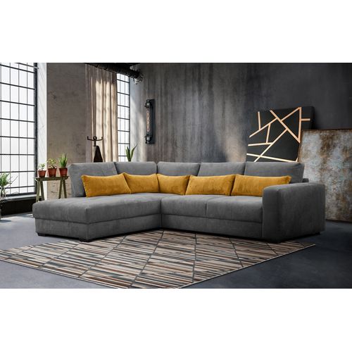 Canapé D’angle 5 Places Gauche Oli, Gris Foncé