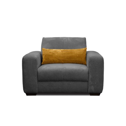 Fauteuil En Velours Côtelé Oli, Gris Foncé