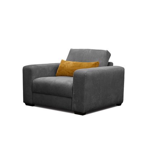 Fauteuil En Velours Côtelé Oli, Gris Foncé