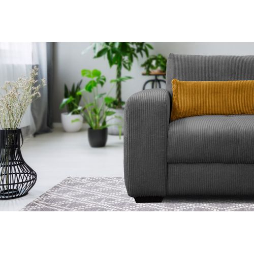 Fauteuil En Velours Côtelé Oli, Gris Foncé