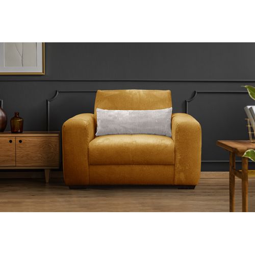 Fauteuil En Velours Côtelé Oli, Jaune Foncé