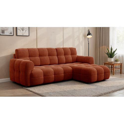 Canapé D'angle Droit 3 Places Mellow, Tissu Orange