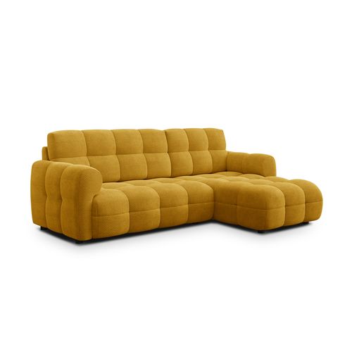 Canapé D'angle Droit 3 Places Mellow, Tissu Jaune