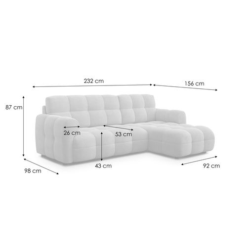 Canapé D'angle Droit 3 Places Mellow, Tissu Beige