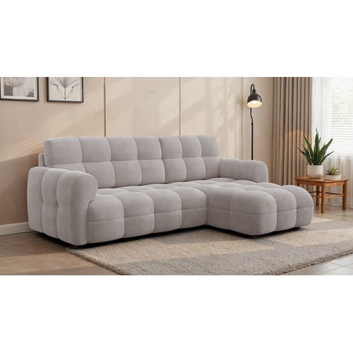 Canapé D'angle Droit 3 Places Mellow, Tissu Beige