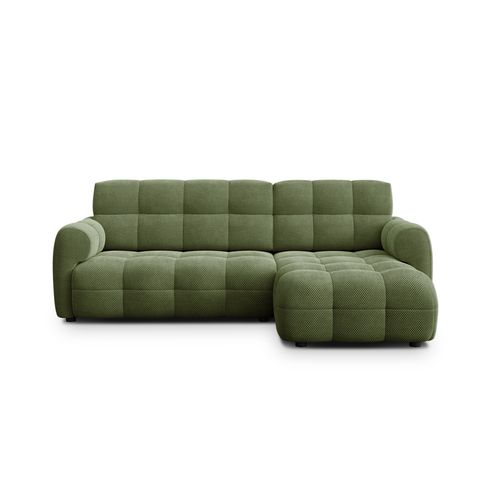 Canapé D'angle Droit 3 Places Mellow, Tissu Vert