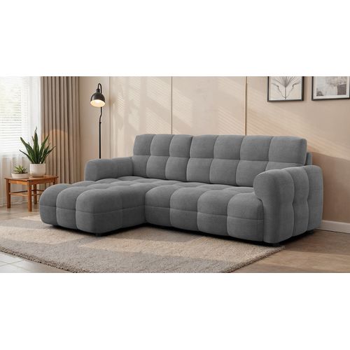 Canapé D'angle Gauche 3 Places Mellow, Tissu Gris