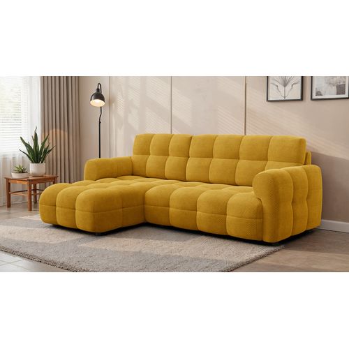 Canapé D'angle Gauche 3 Places Mellow, Tissu Jaune