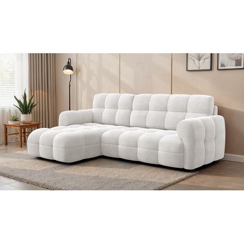 Canapé D'angle Gauche 3 Places Mellow, Tissu Crème