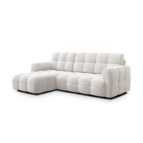 Canapé D'angle Gauche 3 Places Mellow, Tissu Crème