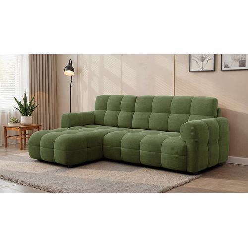 Canapé D'angle Gauche 3 Places Mellow, Tissu Vert
