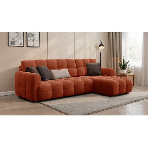 Canapé D'angle Droit 4 Places Mellow, Tissu Orange