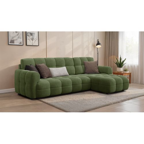 Canapé D'angle Droit 4 Places Mellow, Tissu Vert