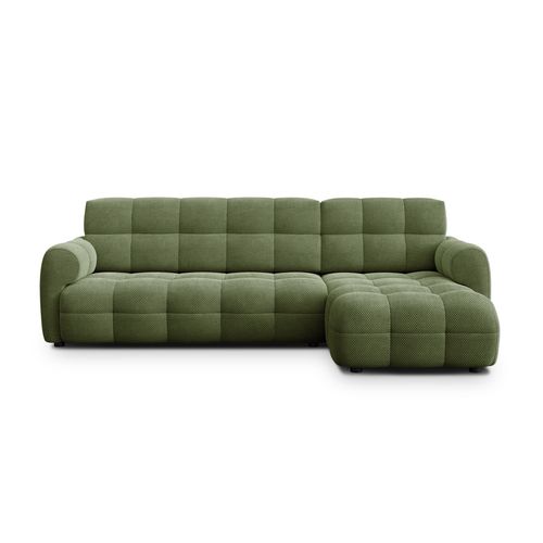 Canapé D'angle Droit 4 Places Mellow, Tissu Vert